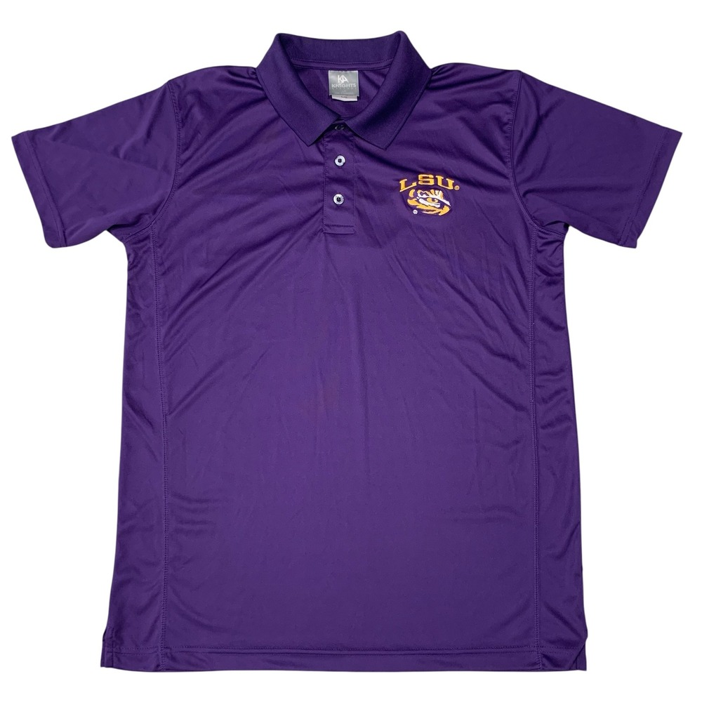 LSU Tigers Polo Shirt Men's Large Purple Knights Apparel Embroidered Logo